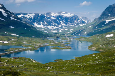 The european route e134 over the mountain area haukelifjell, norway
