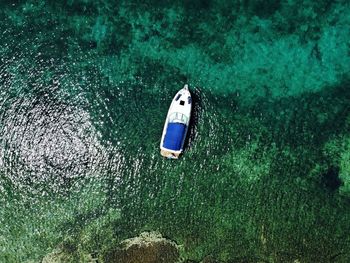 High angle view of ring floating on water