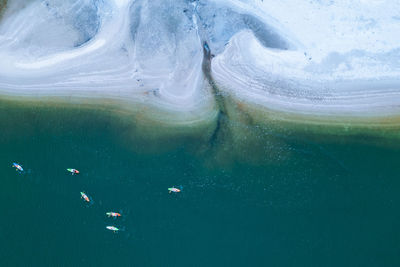 High angle view of people on beach