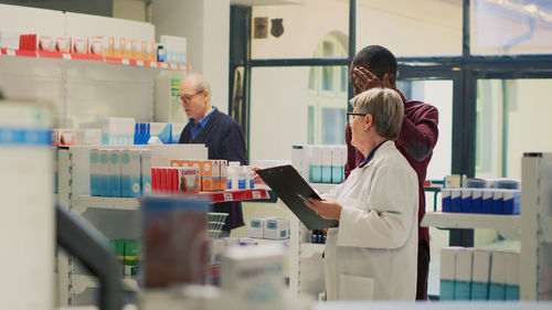 Female doctor working in laboratory