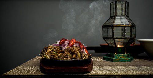 Close-up of food on table