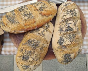 High angle view of bread on table