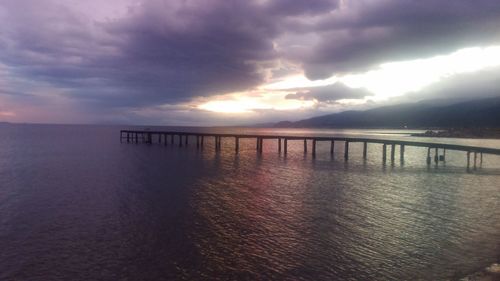 Scenic view of sea against cloudy sky