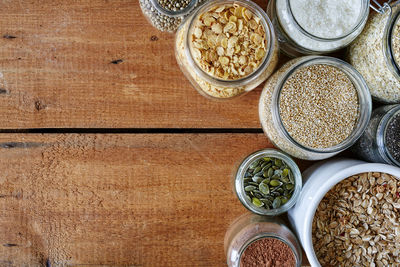 High angle view of food on table