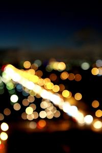 Defocused image of illuminated christmas tree at night