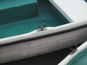 High angle view of swan on boat