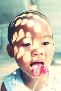 Close-up portrait of a smiling boy