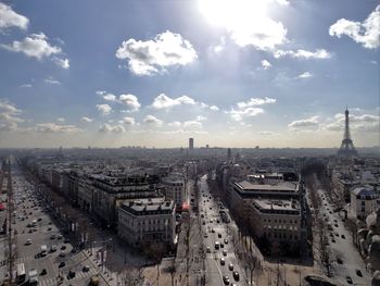 Cityscape with eiffel tower against sky