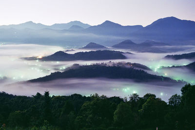 Scenic view of mountains against sky