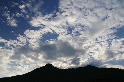 Low angle view of silhouette trees against sky