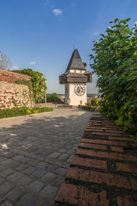 Entrance of historic building against sky