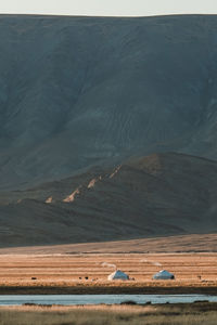 High angle view of arid landscape