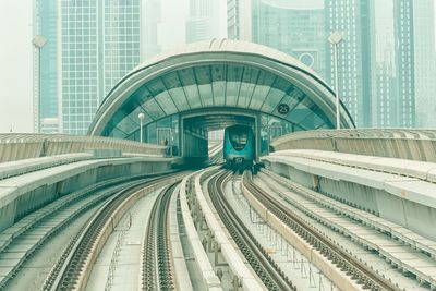 Railroad tracks in city