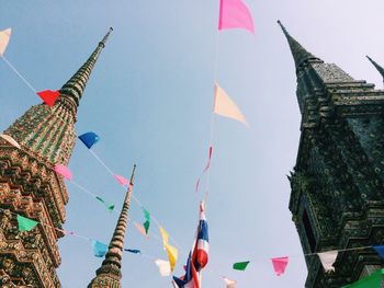 Low angle view of historic temples against sky