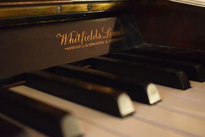 Close-up of piano keys