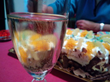 Close-up of drink in glass on table