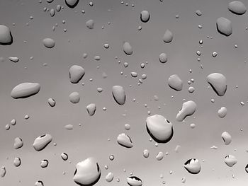 Full frame shot of wet glass window during monsoon