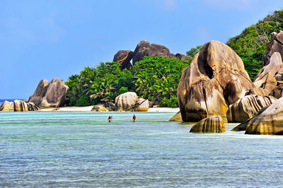 Scenic view of sea against clear sky