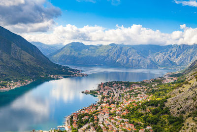 Scenic view of lake against cloudy sky