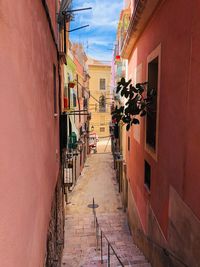 Narrow alley amidst buildings in town
