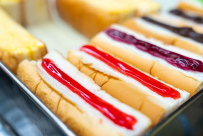 Close-up of dessert in tray