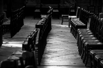 Close-up of empty seats