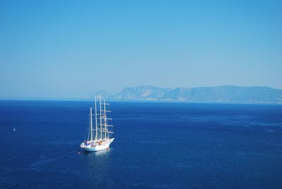 Boat sailing in sea