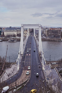High angle view of suspension bridge