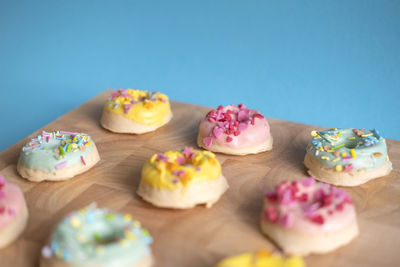 Close-up of cupcakes on table