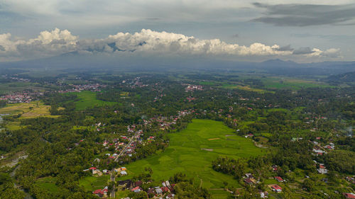 High angle view of townscape against sky