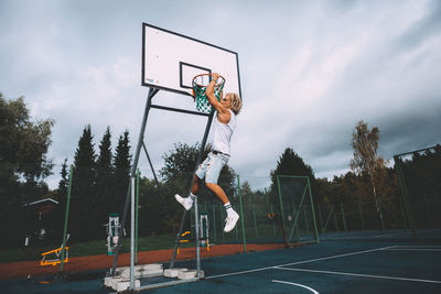 Basketball hoop against sky