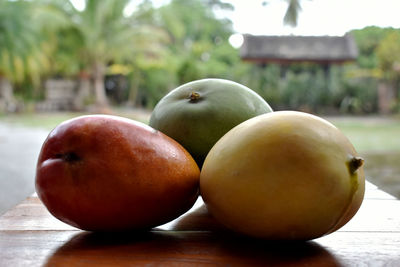 Close-up of apples on table