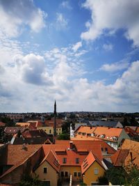 High angle view of townscape against sky