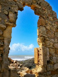 Scenic view of sea against blue sky