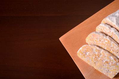 High angle view of sushi on table
