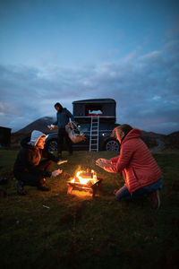 Camping by the fire