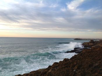 View of sea against cloudy sky