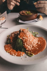 Close-up of meal served in plate