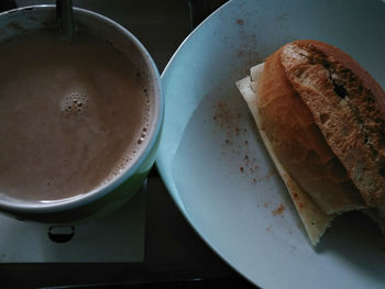 Close-up of breakfast on table