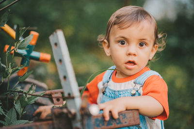 Close-up portrait of cute baby boy