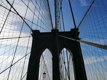 Low angle view of suspension bridge