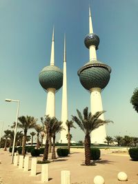 View of communications tower against sky