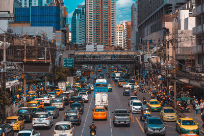 High angle view of traffic on city street