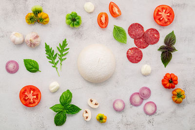 Directly above shot of fruits on table