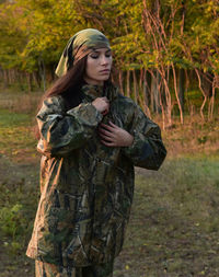 Portrait of a young woman in the forest