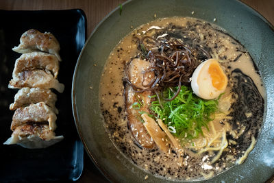 High angle view of food in plate