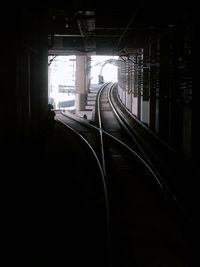 Railroad tracks in tunnel