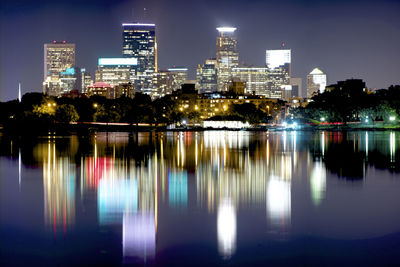 Illuminated city at night