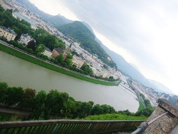 High angle view of dam