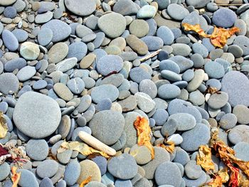 Full frame shot of pebbles on beach